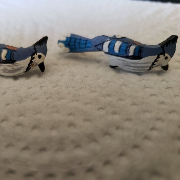 Vintage  Leather Painted Bird Earrings from Canada - Picture 2 of 7